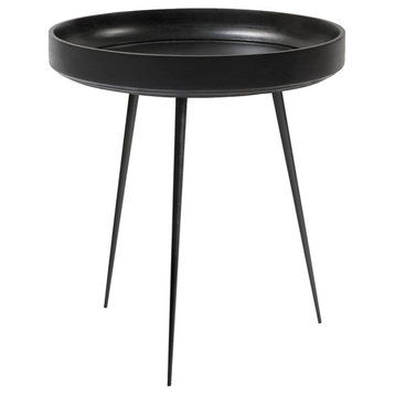 Mater Danish Modern Bowl Side Table, Black, Steel Legs