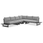 Meridian Furniture - Maldives Grey Water Resistant Fabric Outdoor Patio Modular Sectional - Create your own custom contemporary look on the deck or porch with the addition of this Maldives outdoor patio armless chair. Part of a large collection that lets you mix and match modular pieces to get the look you crave most. This modular sectional has grey water resistant fabric with a base made from grey aluminum, so it's sturdy, tough, and ready to face the elements with impeccable beauty, season in and season out. Shop the contemporary pieces in this collection to create the outdoor entertaining area of your dreams.