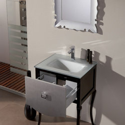 Fresca Platinum Viena Glossy Silver-Black 24" Bathroom Vanity - Bathroom Vanities And Sink Consoles