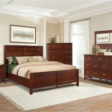 Craftsman Cherry Panel Bed - Clear Cinnamon Cherry Multicolor - CREN097
