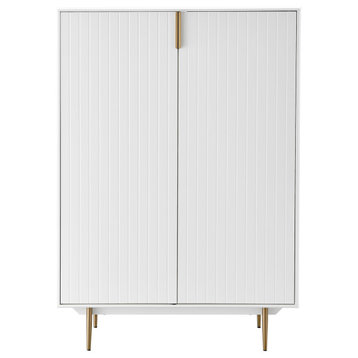Norna 40" Cabinet, Matte White With Brass Legs