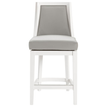 Ellie Bar Stool With Back, White, Counter Height