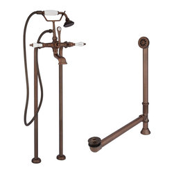 Freestanding Telephone Tub Faucet, Supplies and Drain- Porcelain Lever Handles - Products