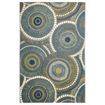 Liora Manne - Marina Circles Indoor/Outdoor Rug, Azure, 7'10"x9'10" - Add a sophistically playful touch to your space with these overlapping multicolored navy, green, blue and ivory circles. The design is enhanced with the mosaic like effect created from the dots, lines and squares that join to create each larger circular shape. Bold in color, this stunning design is an effortless way to add style to your home. Made in Egypt from 100% polypropylene, the Marina Collection is Power Loomed to create intricate designs with a broad color spectrum and a high-quality finish. The material is flatwoven, low profile, weather resistant, UV stabilized for enhanced fade resistance, durable and ideal for those high traffic areas such as your patio, sunroom, kitchen, entryway, hallway, living room and bedroom making this the ideal indoor or outdoor rug. Detailed patterns are offered in an eclectic mix of styles ranging from tropical, coastal, geometric, contemporary and traditional designs; making these perfect accent rugs for your home. Limiting exposure to rain, moisture and direct sun will prolong rug life.