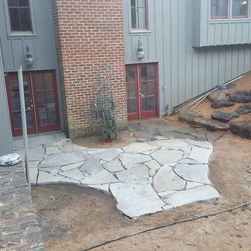 Flagstone patio in progress