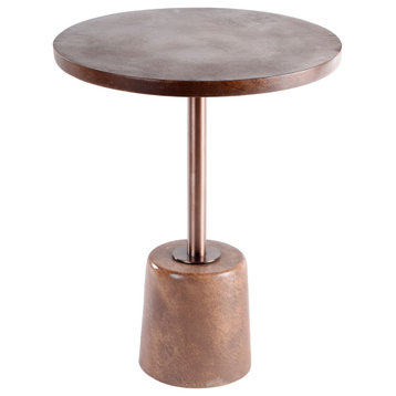 Lowell Side Table Brown Cement Side Table With Gold Metal and WeigHed Base