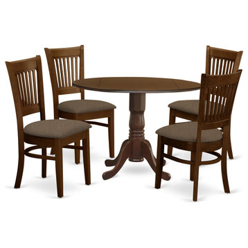 5 Pc Set Dinette Table With 2 Drop Leaves And 4 Seat Chairs