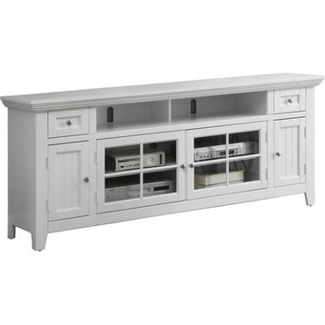 Bowery Hill Traditional 72" Wide Wood TV Console in White Finish