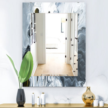 Designart Marbled Geode 14 Midcentury Frameless Vanity Mirror, 24x32