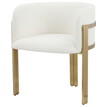 Mort Dining Chair, Ivory Boucle