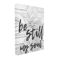 'Be Still My Soul Star Typography', Stretched Canvas, 24"x1.5"x30"