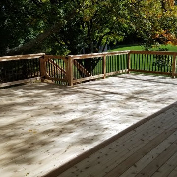 Large Cedar Deck on Brick House