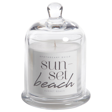 Sunset Beach Scented Candle Jar With Glass Dome