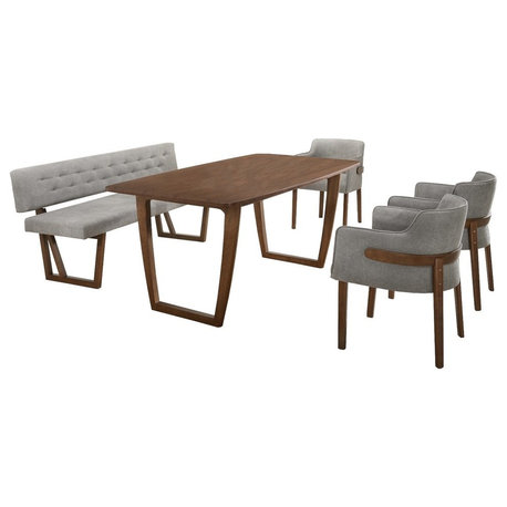 Modrest Jordan Modern Walnut and Gray Dining Set