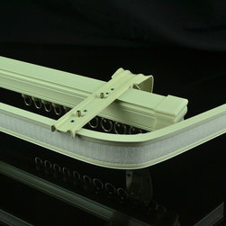 CHR7925 Ivory Wall Mounted Double Curtain Tracks and Rails with Valance Track - Window Treatment Accessories