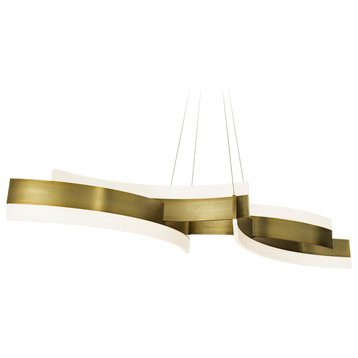 Arcs LED Linear Pendant, Aged Brass