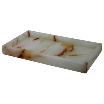 Myrtus Collection Black and Gold Marble Small Amenity Tray, Pale Green and Cream