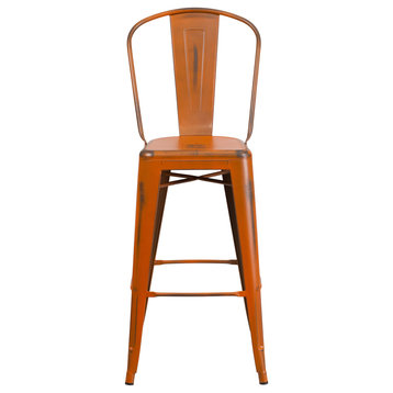 Flash Furniture Commercial 30" Distressed Orange Barstool - ET-3534-30-OR-GG