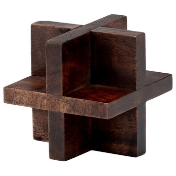 4", Cross Wooden Orb, Brown