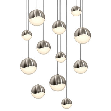 Grapes LED 12-Light Round Canopy Pendant, Satin Nickel, Assorted Grapes