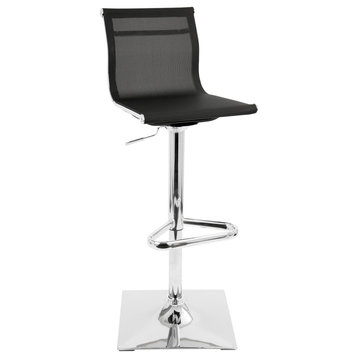 Mirage Contemporary Adjustable Barstool With Swivel, Black