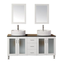 Design Element - Design Element Malibu 60 in. W x 22 in. D Double Vanity in White with Tempered - Bathroom Vanities And Sink Consoles