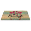 DII 30x18" Modern Fabric Lets Flamingle Doormat in Multi-Color