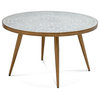 Maklaine Modern / Contemporary Marble Round Cocktail Table in White