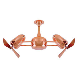 Duplo Dinamico Copper Dual Ceiling Fan Light with Mahogany Blades - Ceiling Fans