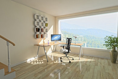 Example of an asian home office design in Other