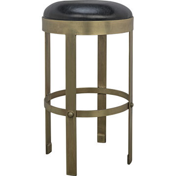 Prince Counter Stool with Leather - Gold