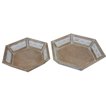 Hexagon Decorative Tray, 2-Piece Set