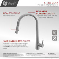 STYLISH Kitchen Sink Faucet Single Handle Pull Down Dual Mode Stainless Steel