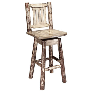 Glacier Country Collection Barstool With Back and Swivel
