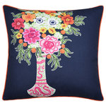 StyleCraft - Dann Foley Double Sided Pillow Floral Print and Green Velvet Left - Bring pattern and eclectic style to your favorite chair or couch with this double sided pillow. The floral pattern is printed on linen with a solid green velvet backing and orange velvet piping - down feather insert provides plushness. Depending on your mood for the night, you can flip this double sided pillow either which way you please. Due to the production process, there may be minor variations in shape, size, color, and finish.