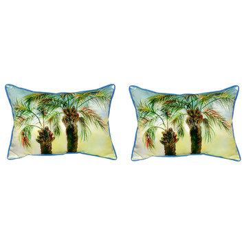 Pair of Betsy Drake Betsy’s Palms Large Pillows 15 Inch X 22 Inch