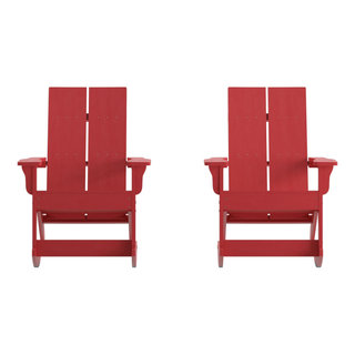 2 PK Red Resin Rocking Chair - Contemporary - Outdoor Rocking Chairs ...