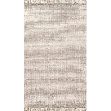 nuLOOM Hand Woven Ornate Felted Wool Dhurrie Dh01 Rug, Silver, 8'6"x11'6"