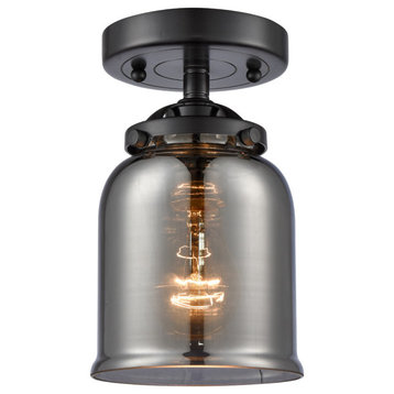 Small Bell 1-Light Semi-Flush Mount, Oil Rubbed Bronze, Plated Smoke