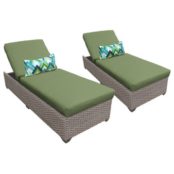 Florence Chaise Set of 2 Wicker Patio Furniture Cilantro