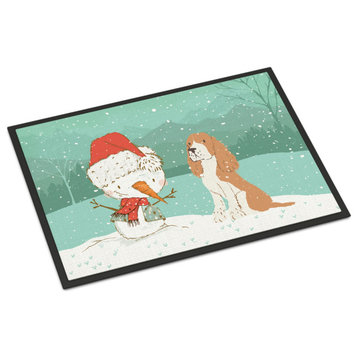 Caroline's Treasures Red Spaniel Snowman Christmas Door Mat