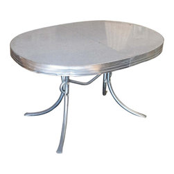 Midcentury Oval Formica Kitchen Dining Table with Chrome Legs - Coffee Tables