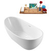 62'' Streamline N590 Freestanding Tub, Tray, Internal Drain, Pop-Up: White