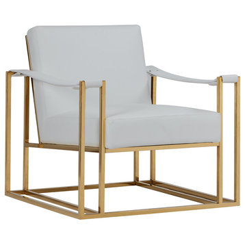 Modrest Larson Modern White Leatherette and Gold Accent Chair