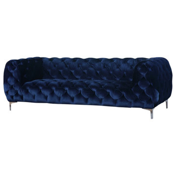 Mercer Velvet Upholstered Sofa, Navy