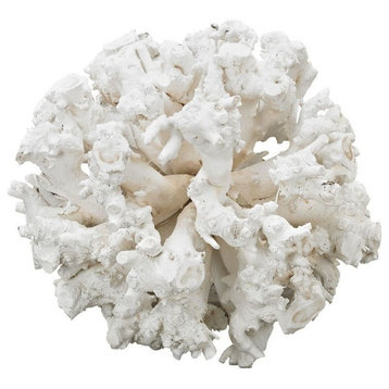 Decorative Gnarled White Wood Sphere Sculpture Size - 18 inches in White Color