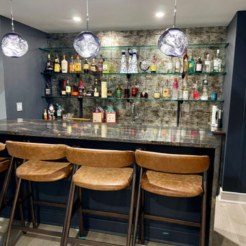 Lake Grove - Modern Basement Bar & Lounge Remodel