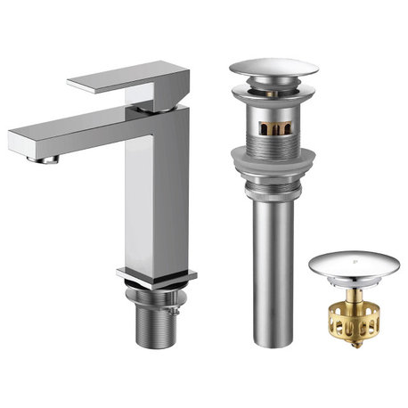 Fine Fixtures Modern Single Hole Bathroom Sink Faucet with Pop-up Drain