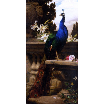 Gyula Juluis De Benczur A Peacock in a Classical Landscape Wall Decal