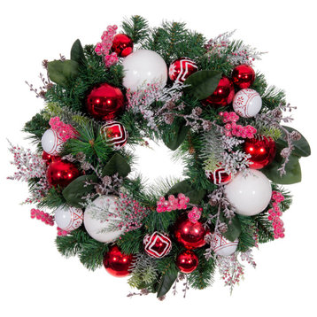 24" Lighted Christmas Wreath, Nordic